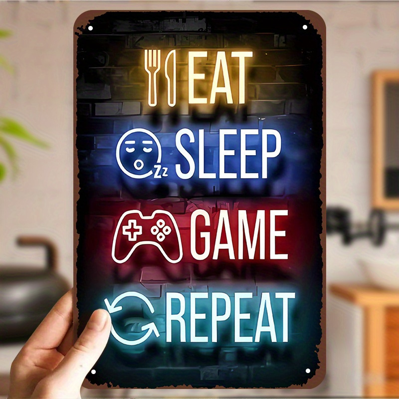 Video Gaming & Esports Usd Acc - Vibrant Neon Gaming Wall Art—Metal Tin