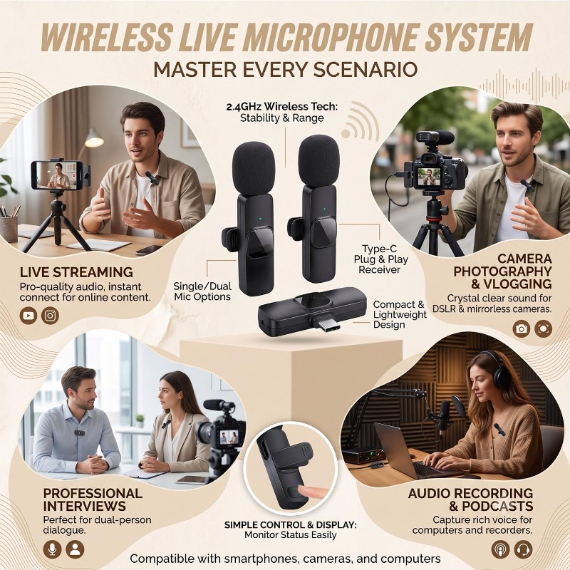 Wireless Lavalier Microphone M - Video Gaming & Esports Usd Acc ulasan dan harga
